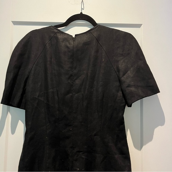 Glamorous Elegant 💯 Linen Midi Dress With Pearl Fringe Accent - Picture 9 of 9